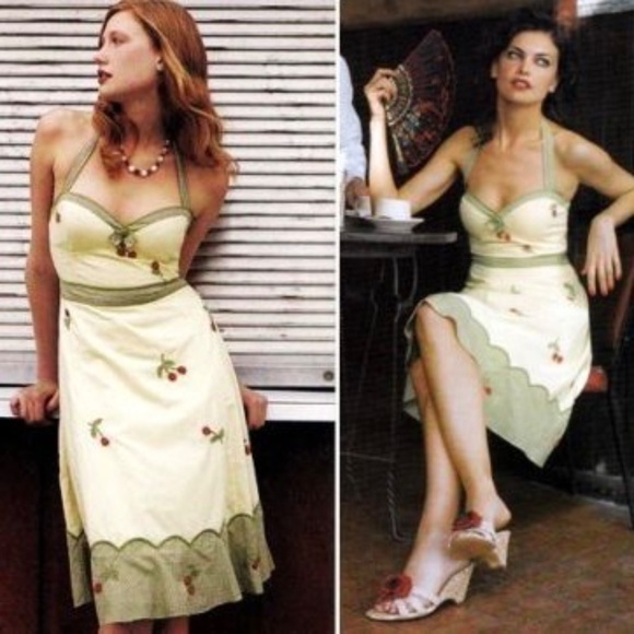 Odille Dresses & Skirts - Vintage ANTHROPOLOGIE ODILLE Cherry Festival Halter Dress - 8